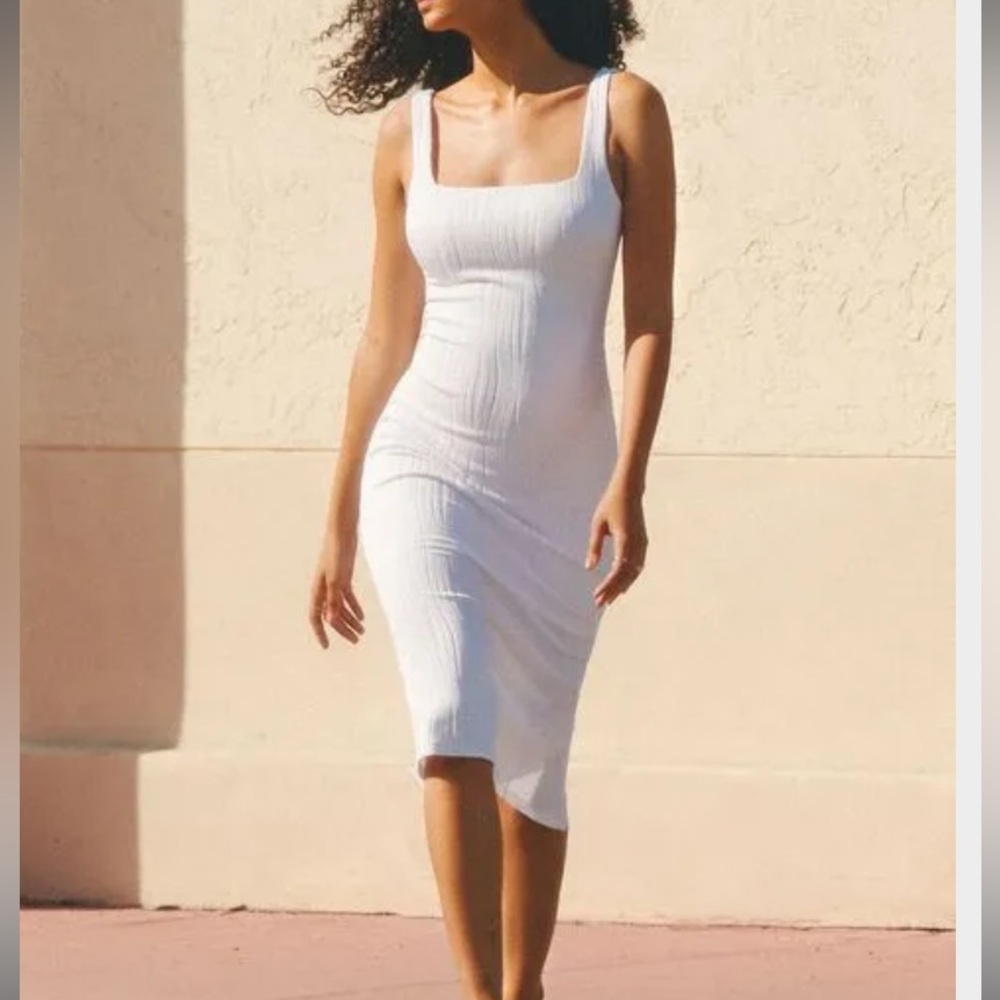white midi dress patterned